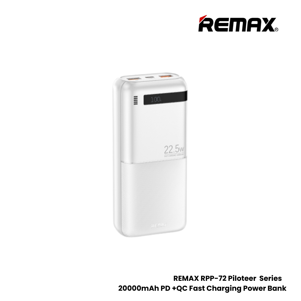 Remax RPP-72 20000mah Fast Charge 22.5W LED Power Bank White